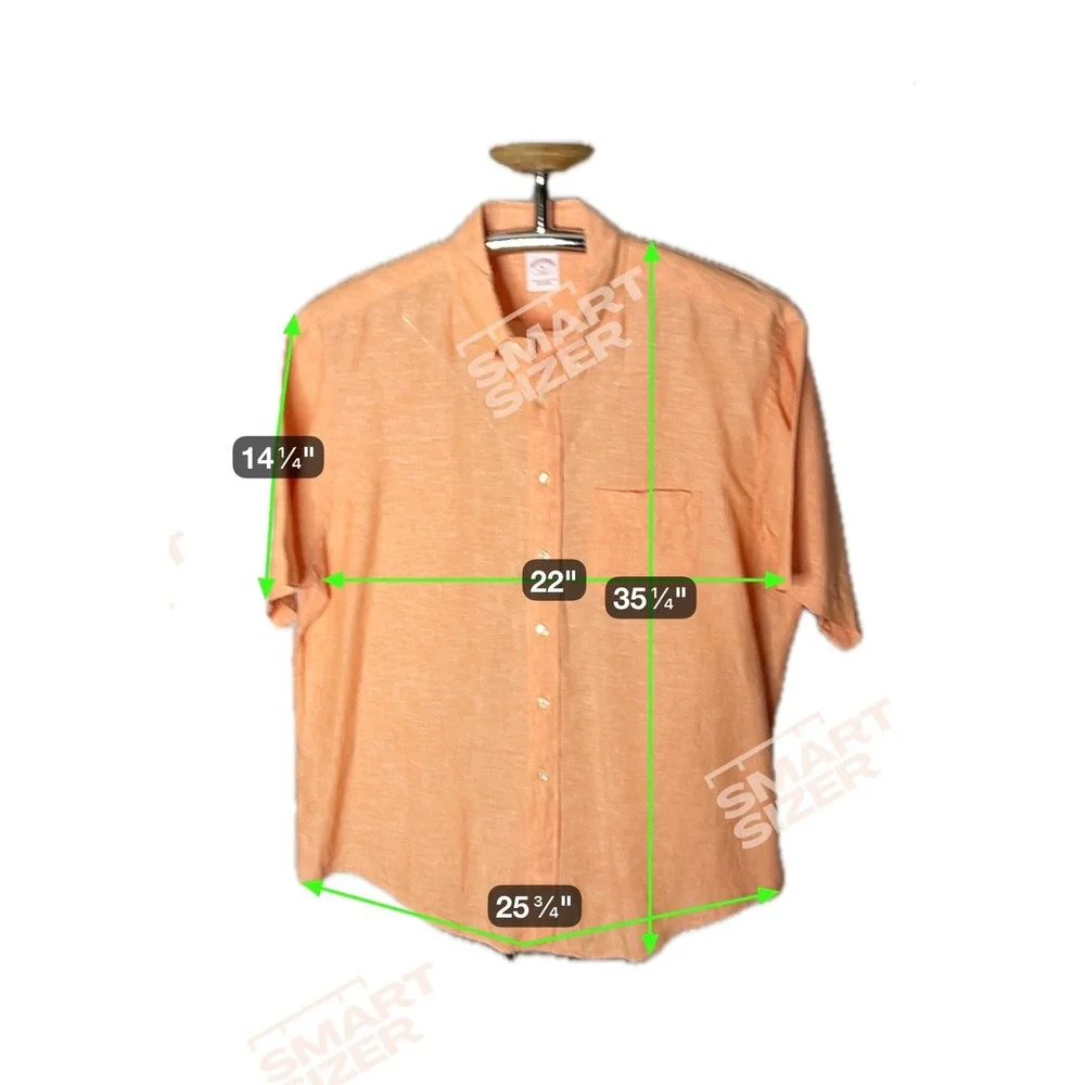 Brooks‎ Brothers 346 Men's XL Linen Button Front Shirt Peach Orange Short Sleeve